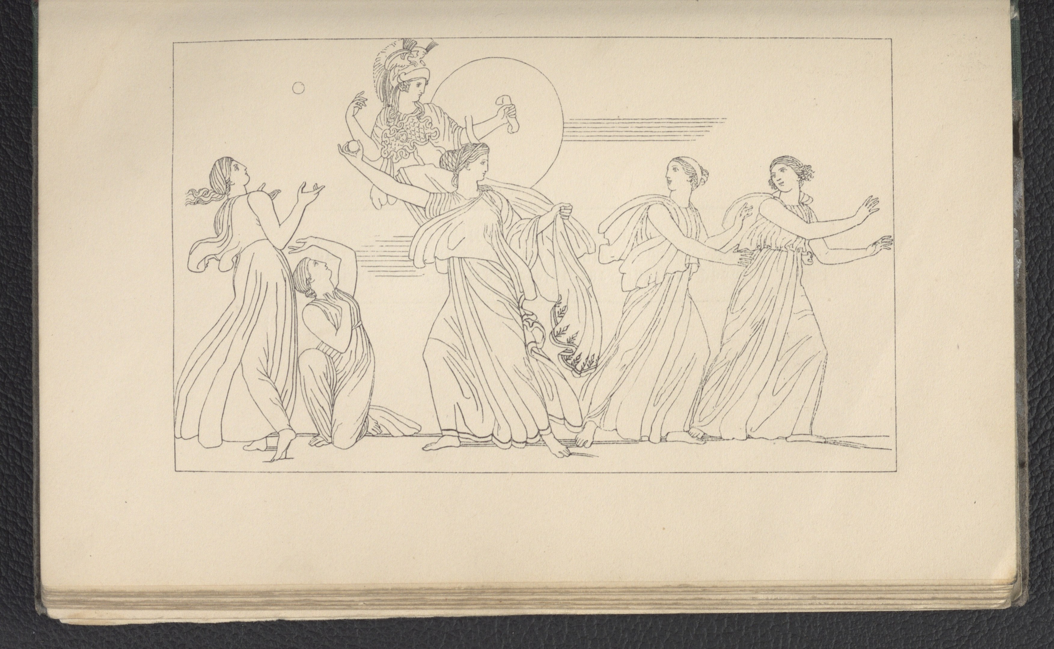 Ein Buchumschlag mit einer leuchtenden Illustration einer Gruppe tanzender Frauen in energischen, synchronen Posen, mit detaillierter Kleidung und Gesichtsmerkmalen.