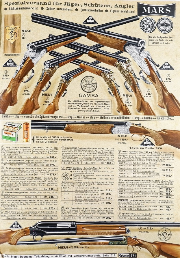 Werbeposter mit mehreren Flinten in einem Rasterlayout mit sichtbarem Text und Waffenbildern.