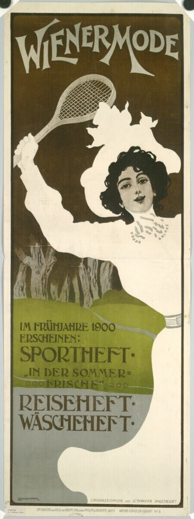 Ein Plakat aus den 1920er Jahren für ein Tennisturnier mit einer Frau, die einen Schläger hält