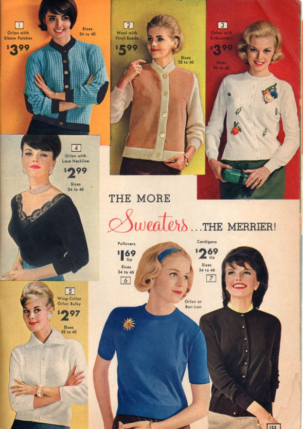 Ein Collage mit Frauen in verschiedenen Kostümen, jedes Bild mit Text und Dollarbeträgen.