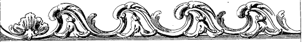 Schwarz-weißes dekoratives Design mit dem Wort "Ländlich" in fetter Schrift in der Mitte, mit detailreichen Wirbeln und Kurven.