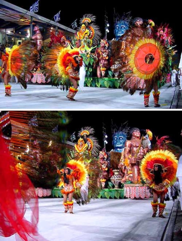 Ein Collage mit Menschen, die etwas darstellen, einer Statue und einem Gebäude.