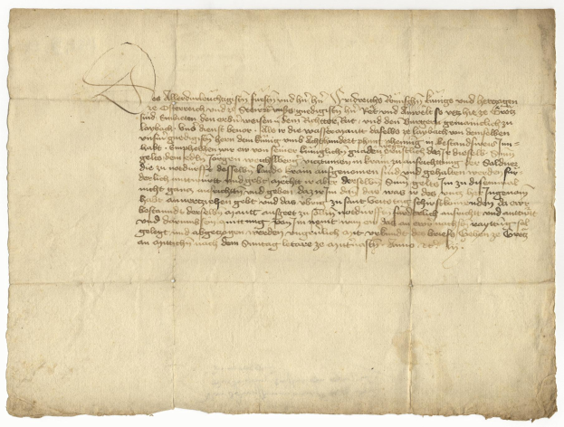 Ein gelbliches, altes Stück Papier mit sauberer, lesbarer Schreibschrift, das angeblich ein Brief des deutschen Finanzministers an seine Frau ist.